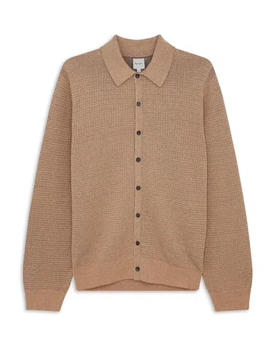 Paul Smith Waffle Knit Cardigan In Tan