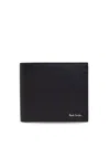 Paul Smith Logo Stamp Leather Bi-fold Wallet In Black