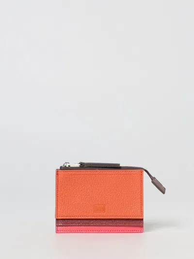 Paul Smith Concertina Leather Layered Card Holder In Orange