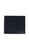 Paul Smith Textured Leather Bifold Wallet With Embossed Signature In Black
