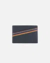 Paul Smith Navy Leather Artist Stripe Card Holder Blue In Black