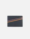 Paul Smith Navy Leather Artist Stripe Card Holder Blue In Black