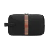 Paul Smith 'sgnature Stripe' Leather Wash Bag In Black