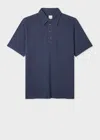 PAUL SMITH WASHED BLUE COTTON-LINEN POLO SHIRT