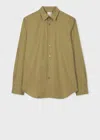 Paul Smith Washed Khaki Charm-button Cotton Shirt Green In Green