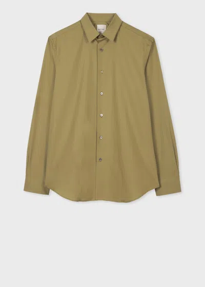 Paul Smith Washed Khaki Charm-button Cotton Shirt Green