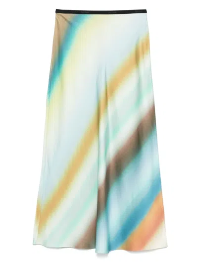 Paul Smith Watercolour-effect Midi Skirt In Green
