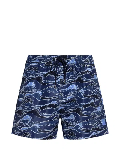 Paul Smith Wave-print Swim Shorts In Blue