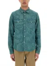 Paul Smith London Floral Cotton Denim Western Snap-up Shirt In Blue