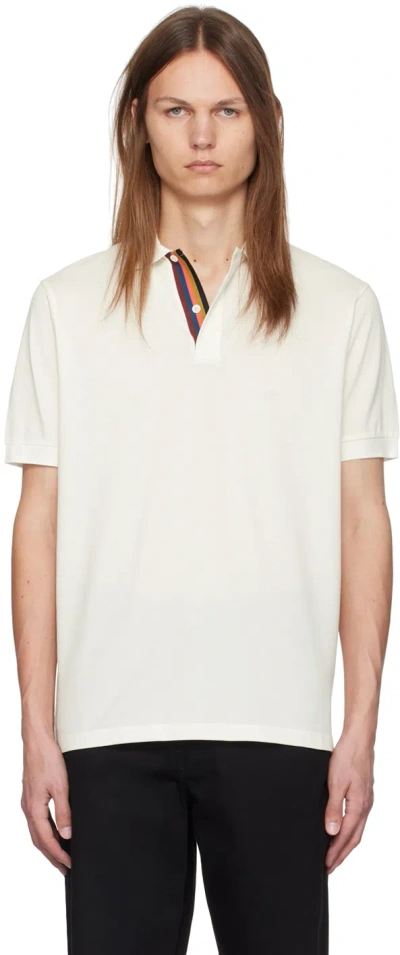 Paul Smith White Artist Stripe Placket Polo In 01 Whites