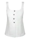 Paul Smith Square Neck White Linen Top With Decorative Buttons In White
