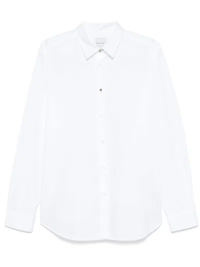 Paul Smith White Charm Button Cotton Shirt In Gray