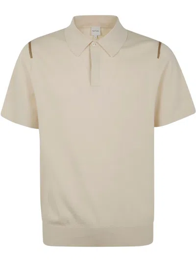 Paul Smith White Cotton Polo T-shirt With Sophisticated Detailing In Beige