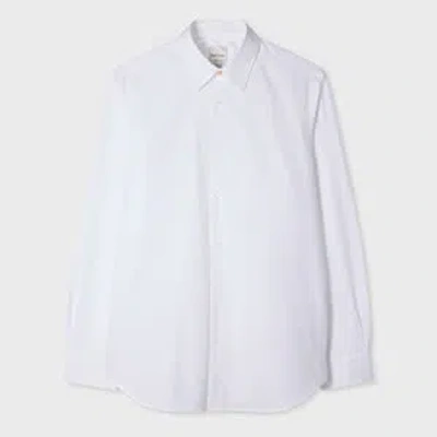 Paul Smith White Cotton-poplin Shirt With Concealed Embroidery