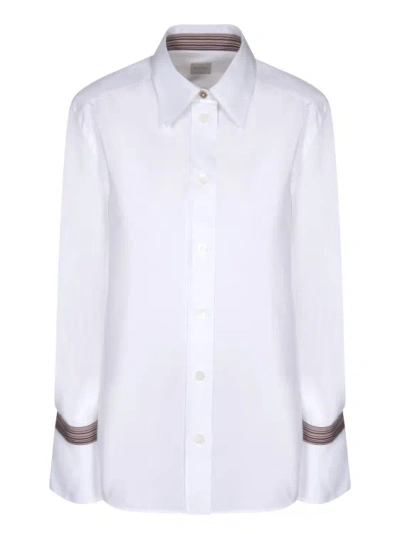 Paul Smith Stripe-trim Long-sleeve Shirt In White