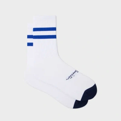 Paul Smith White Cycling Socks With Blue Stripe Tipping