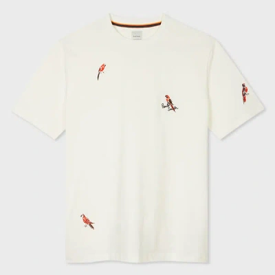 Paul Smith Bird-embroidered Organic Cotton T-shirt In White