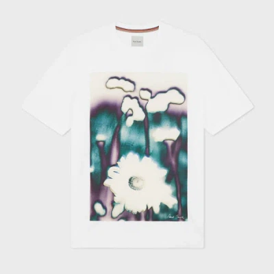 PAUL SMITH WHITE 'FLORAL' PRINT T-SHIRT