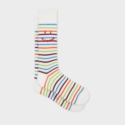 Paul Smith White 'happy' Stripe Socks