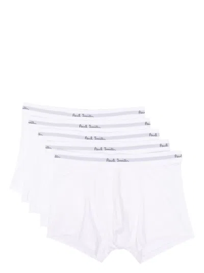 PAUL SMITH WHITE LOGO-PRINT COTTON BOXERS (PACK OF FIVE)