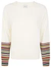 Paul Smith Women's Cream Merino Wool 'signature Stripe' Cuff Sweater White In White