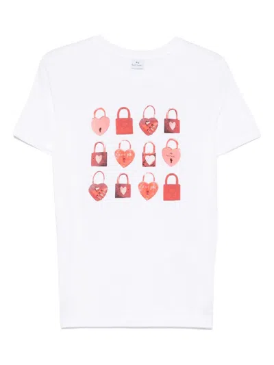 PAUL SMITH WHITE PADLOCKS COTTON T-SHIRT