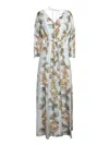 Paul Smith Floral Print Maxi Dress With Deep V-neckline And Tie Waist In Multi