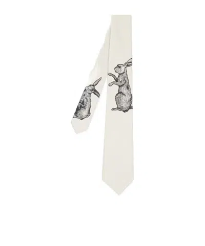 Paul Smith White Rabbit Jacquard Silk Tie