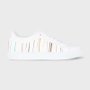 Paul Smith White 'signature Pinstripe' Leather 'basso' Trainers In White