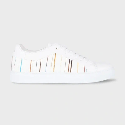 Paul Smith White 'signature Pinstripe' Leather 'basso' Trainers