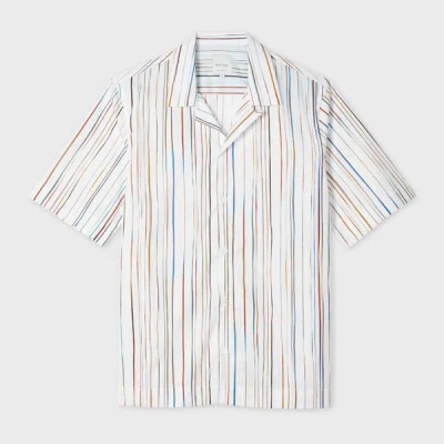 Paul Smith White 'signature Pinstripe' Short-sleeve Shirt