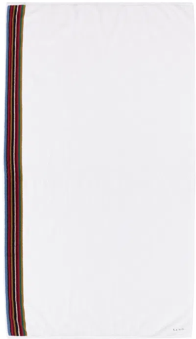 Paul Smith White Signature Stripe Bath Sheet In Whites