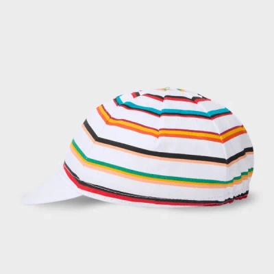 Paul Smith White 'signature Stripe' Cycling Cap Multicolour