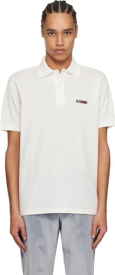 Paul Smith White Signature Stripe Logo Cotton Polo