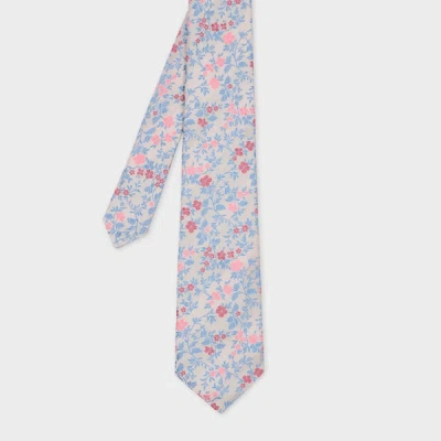 Paul Smith White Silk Floral Tie
