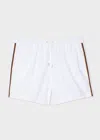 Paul Smith Mare Bianco Swim Shorts With Drawstring Waist And Side Stripes