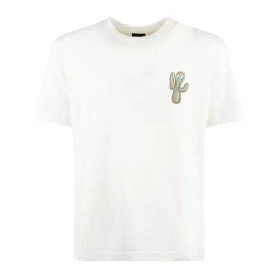 PAUL SMITH PAUL SMITH WHITE T-SHIRT WITH CACTUS PRINT 'SIGNATURE STRIPES'