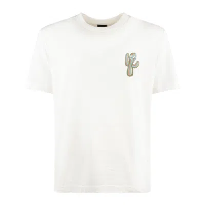PAUL SMITH PAUL SMITH WHITE T-SHIRT WITH CACTUS PRINT 'SIGNATURE STRIPES'
