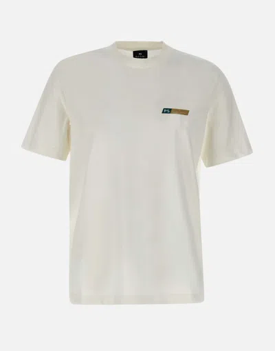 Paul Smith White Tilt Logo T Shirt In Neutral