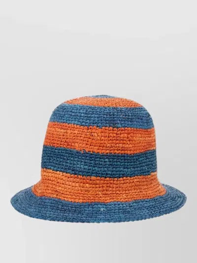 Paul Smith Wide Brim Striped Woven Texture Hat