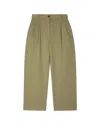 Paul Smith Wide-leg Cropped Khaki Trousers With Elasticated Waist In Green