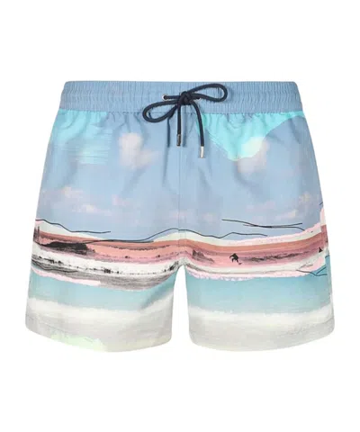 Paul Smith Wide Leg Shorts In Blue