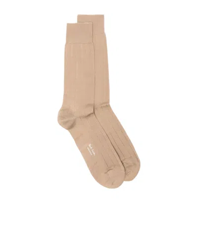 Paul Smith Wide-ribbed Socks In Nude