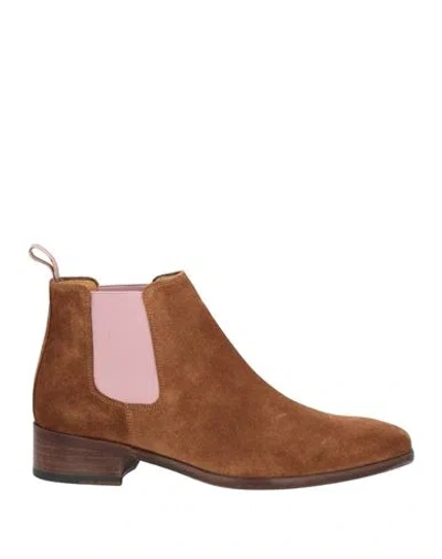 Paul Smith Woman Ankle Boots Camel Size 7.5 Cow Leather In Beige