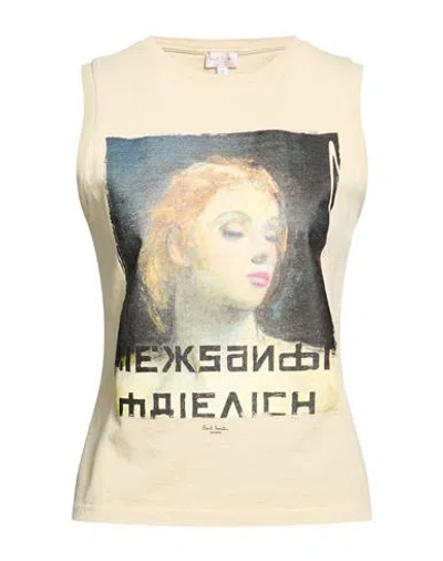 Paul Smith Woman Tank Top Beige Size M Cotton In Multi