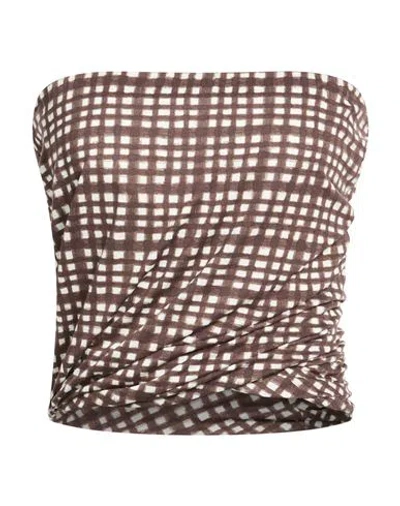 Paul Smith Woman Top Brown Size M Rayon, Elastane