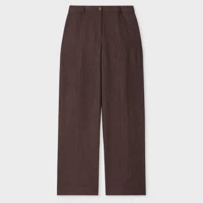 Paul Smith Women's Aubergine Linen Wide-leg Trousers Purple In Brown
