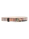 Paul Smith Adjustable Striped Leather Belt With Gold Hardware In Multi