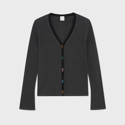 Paul Smith Women's Black And Grey Cotton Cardigan