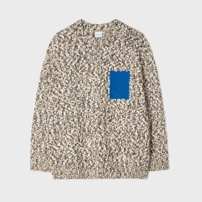 Paul Smith Women's Black And White Chunky Knit With Cobalt Blue Faux Pocket In Neutral
